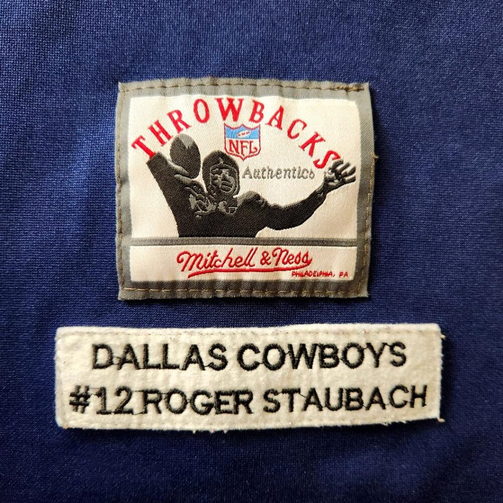 Roger Staubach Cowboys Mitchell & Ness Throwback Authentics Jersey Size 60 Blue - Picture 8 of 9